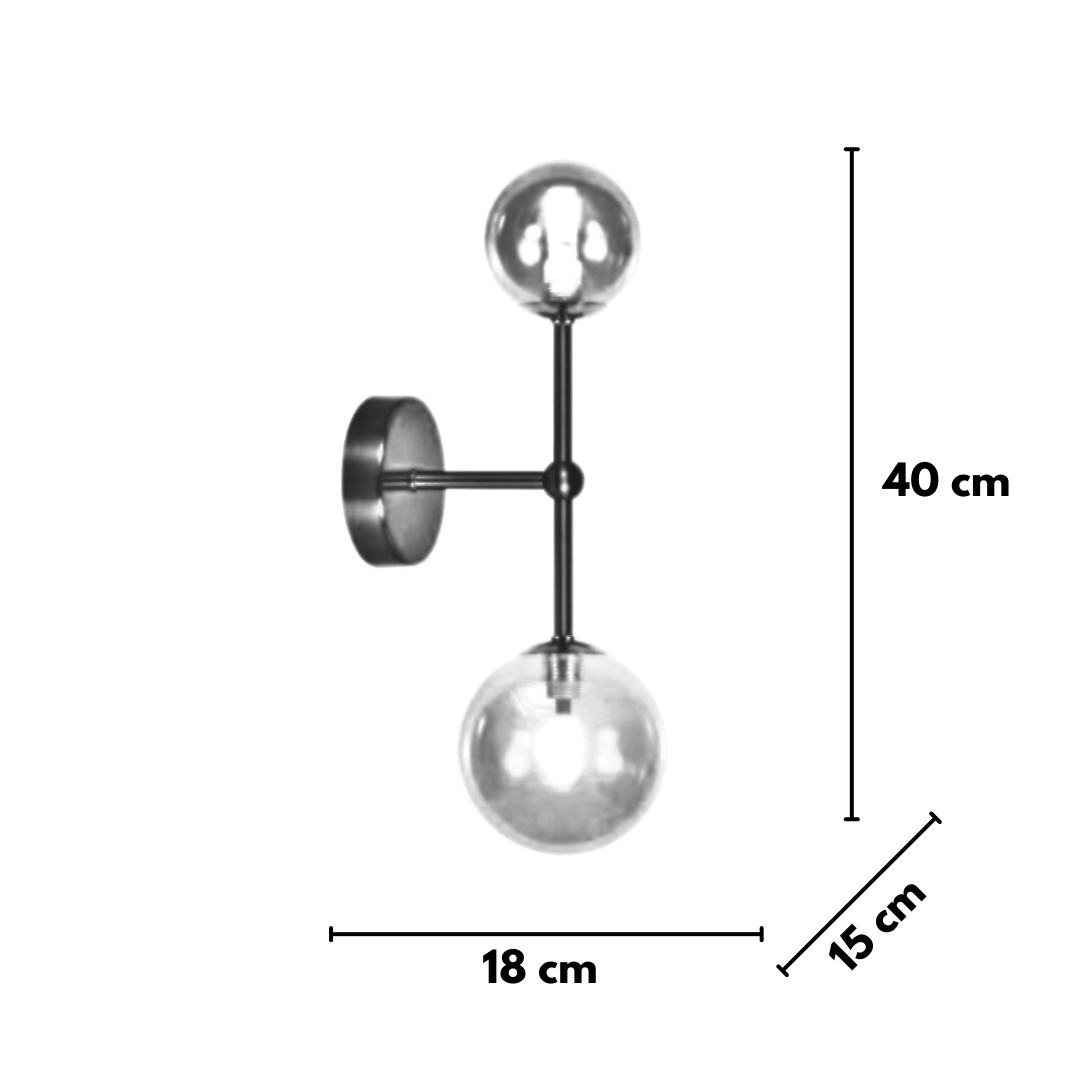 Aplique de Parede GALAXIA Dourado com Vidro Âmbar – 2 Luzes G9