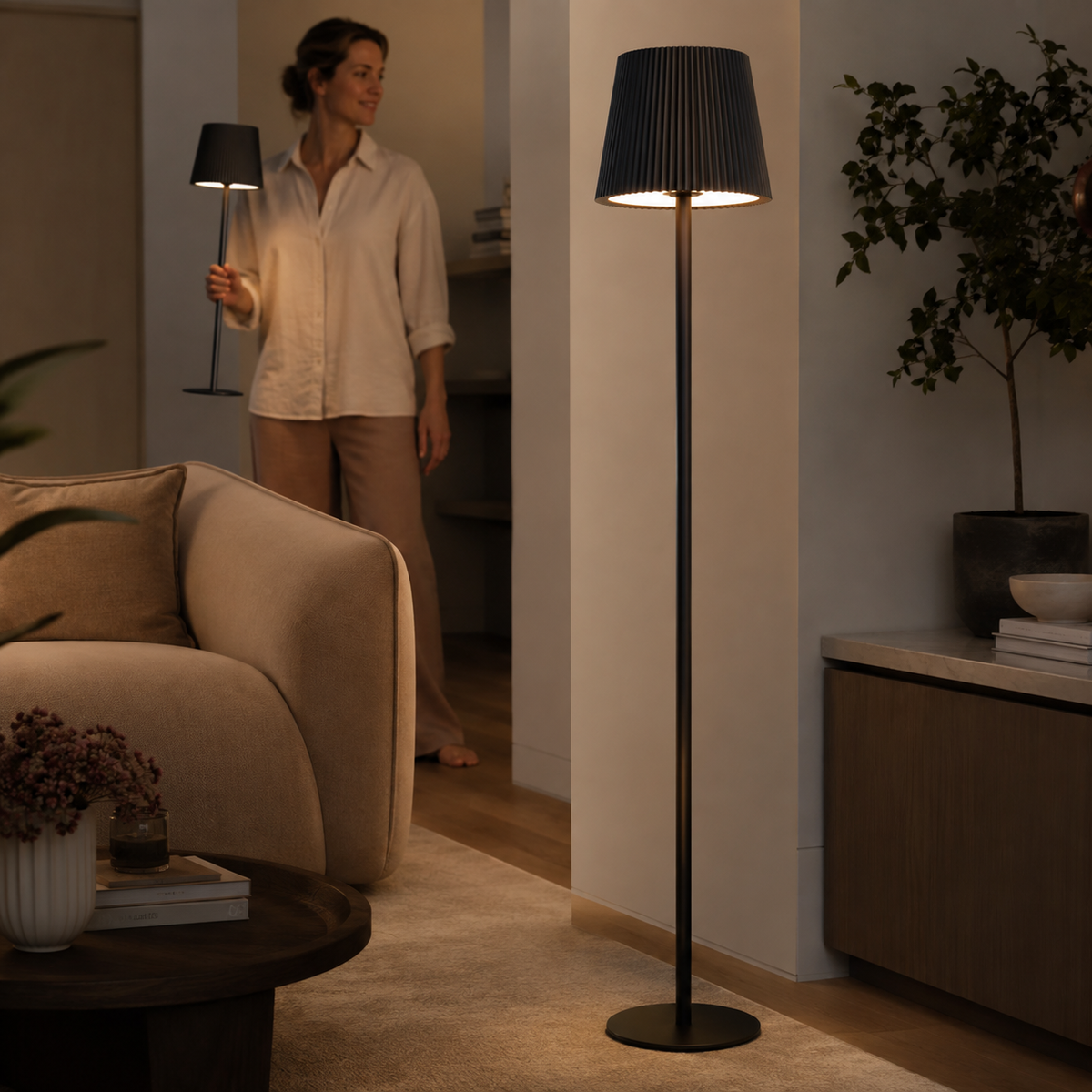 Candeeiro de Mesa a Bateria SUNSET – Recarregável, Altura Ajustável | Luz Quente Sem Fios