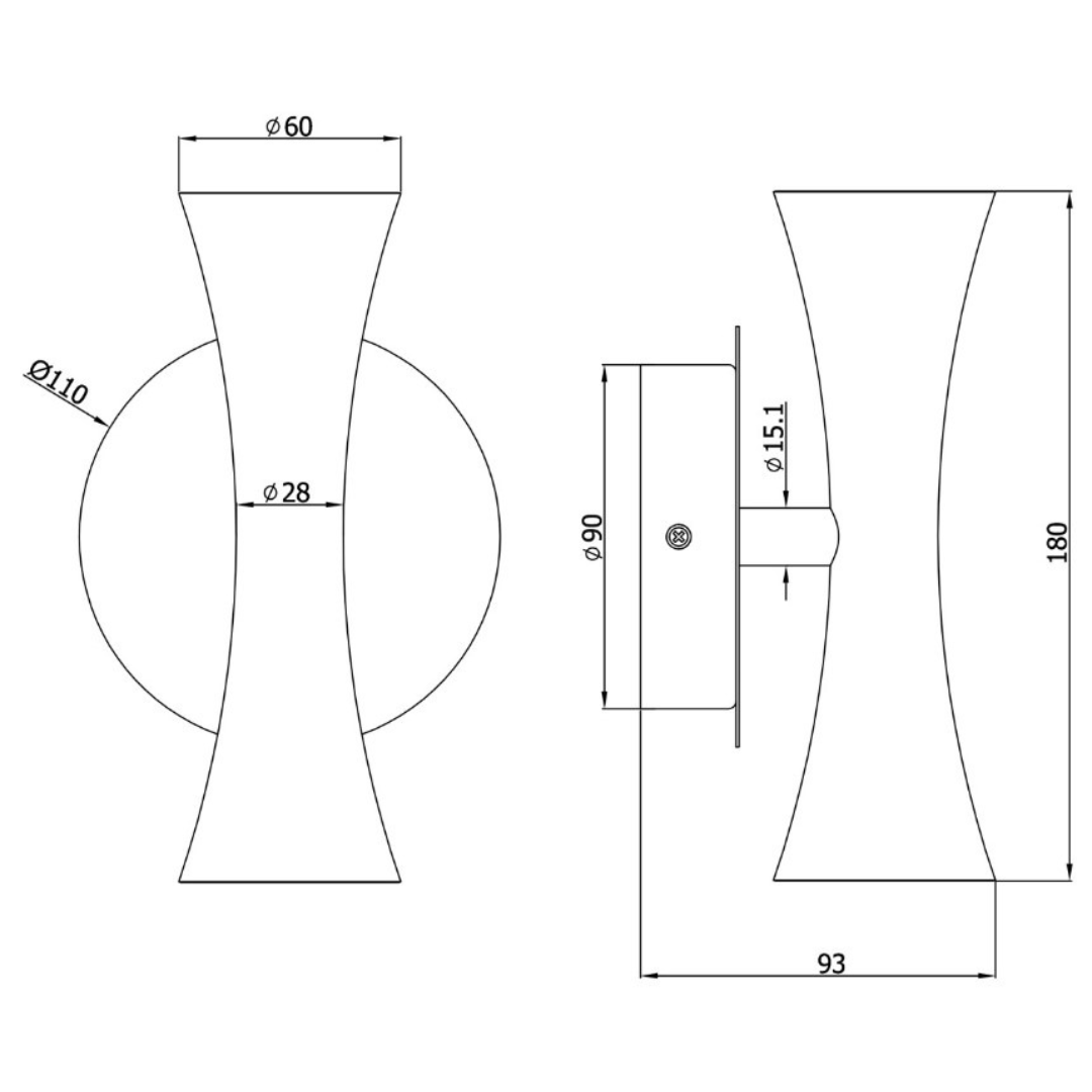 Aplique de parede tubular ALDA