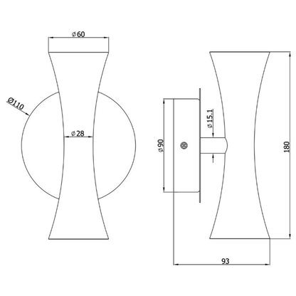 Aplique de parede tubular ALDA