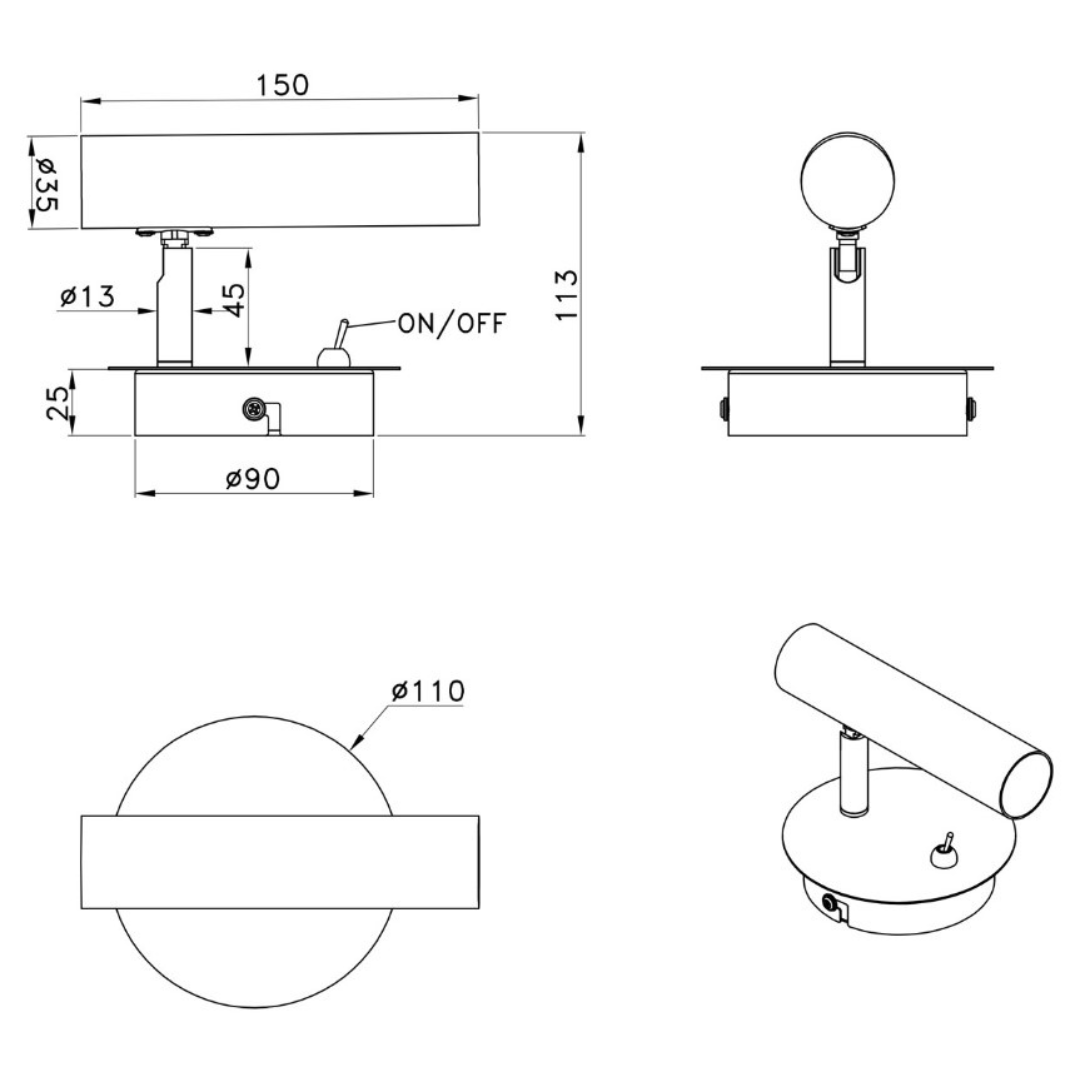 Aplique de parede tubular OSMA