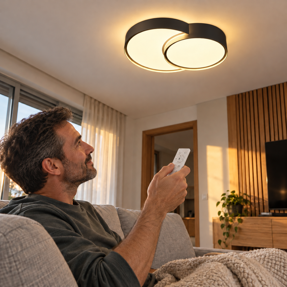Candeeiro de Teto LED NIRO 62W – Plafond Regulável com Comando | Luz Ajustável