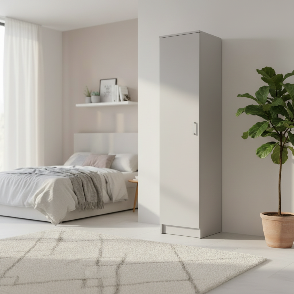 Roupeiro Essential 1 Porta - Cinza Claro